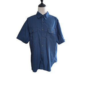 Eddie Bauer Blue Thick Short Sleeve Textured Button Up Shirt XL